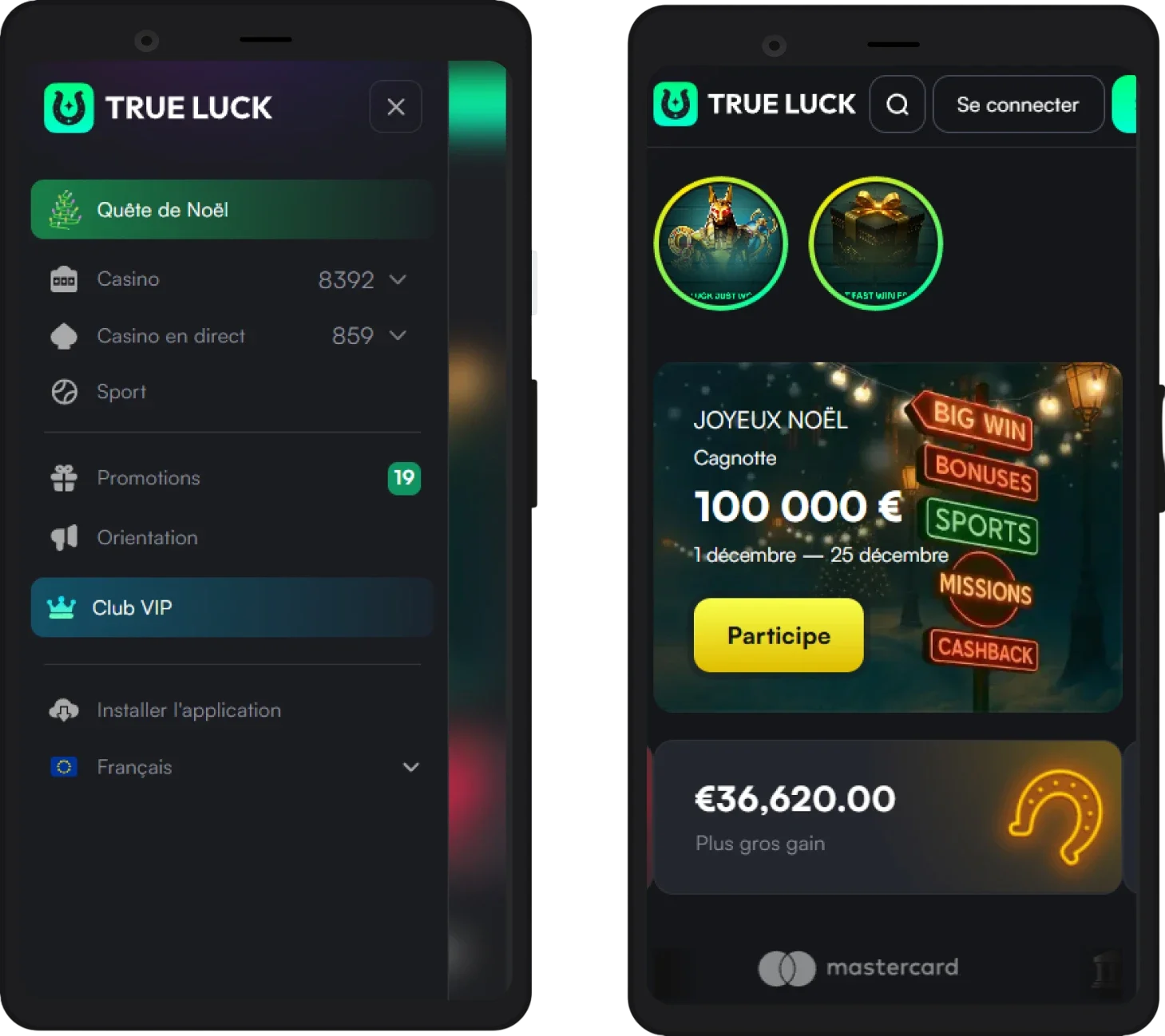 Version mobile du TrueLuck Casino pour jouer sur smartphone